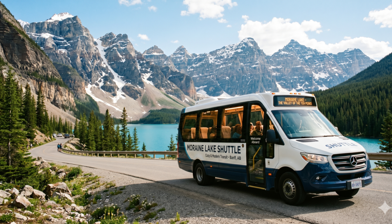 Shuttle bus service for Moraine Lake